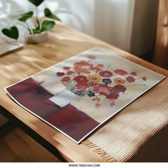Red Orange Floral Photographic Print, Flower Bouquet Art Print, Vibrant Home Decor, Modern Floral Wall Art, Botanical Photo Print - Tawshia