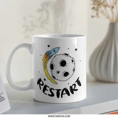 Restart Mug, Rocket Mug, Space Mug, Planet Mug, Motivation Mug, Coffee Mug, Gift Mug, Office Mug - Tawshia