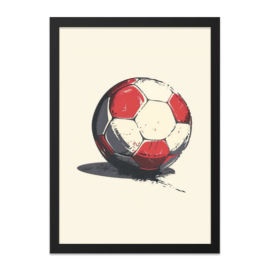 Soccer Ball Wall Art, Modern Sports Art, Football Print, Red and White Ball Decor, Game Room Decor, Kids Room Art, Framed Wall Art - Tawshia