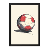 Soccer Ball Wall Art, Modern Sports Art, Football Print, Red and White Ball Decor, Game Room Decor, Kids Room Art, Framed Wall Art - Tawshia