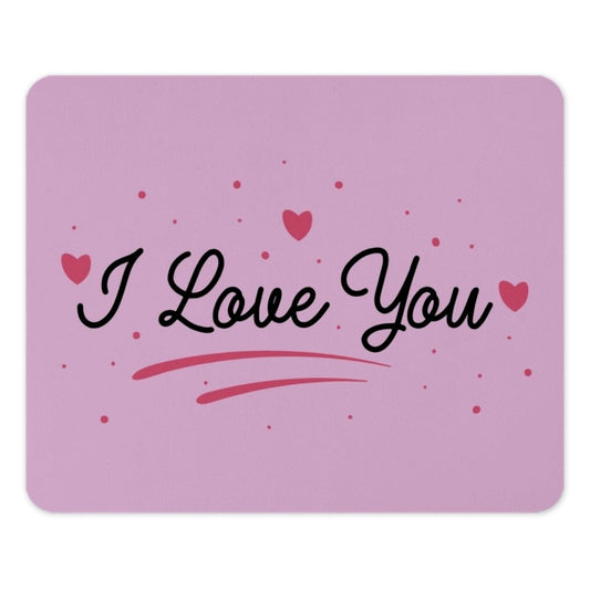 I Love You Mouse Pad, Valentine's Day Gift, Pink Mousepad, Cute Office Decor, Heart Mouse Mat, Unique Gift, Mousepad For Her, Desk Accessory - Tawshia