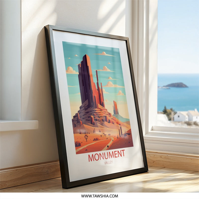 Monument Valley Wall Art, Desert Landscape Print, Southwest Decor, Utah Poster, Minimalist Artwork, Travel Souvenir, Scenic Wall Decor - Tawshia