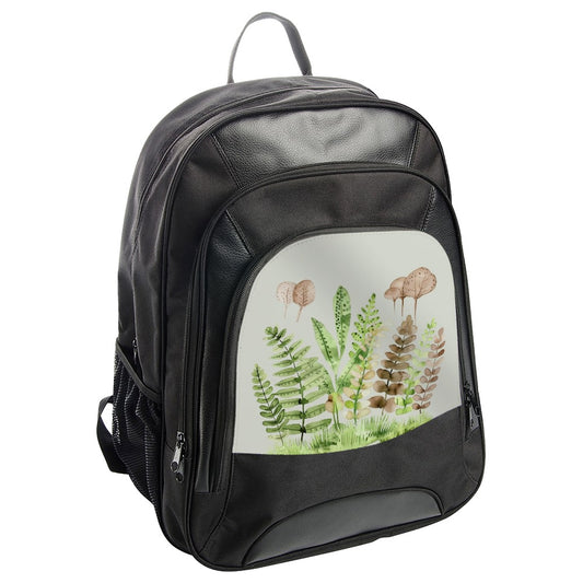 Botanical Ferns BackPack, Watercolor Leaves, Nature Inspired Design, Elegant School Bag, Travel Backpack - Tawshia