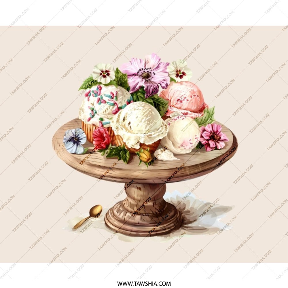 Ice Cream Bouquet Mouse Pad, Floral Dessert Mousepad, Food Art Desk Decor, Cute Desk Accessory, Office Gift Idea - Tawshia