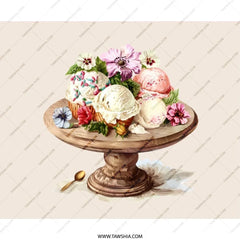 Ice Cream Bouquet Mouse Pad, Floral Dessert Mousepad, Food Art Desk Decor, Cute Desk Accessory, Office Gift Idea - Tawshia