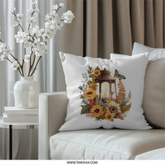 Sunflower Lantern Pillow, Butterfly Pillow, Autumn Decor Pillow, Floral Pillow, Fall Accent Pillow, Home Decor Pillow, Cozy Pillow - Tawshia
