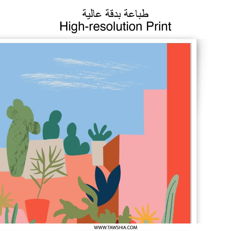 Cactus Photographic Print, Plants Illustration, Colorful Home Decor, Southwest Art, Desert Garden, Tropical Wall Art, Unique Gift Idea - Tawshia
