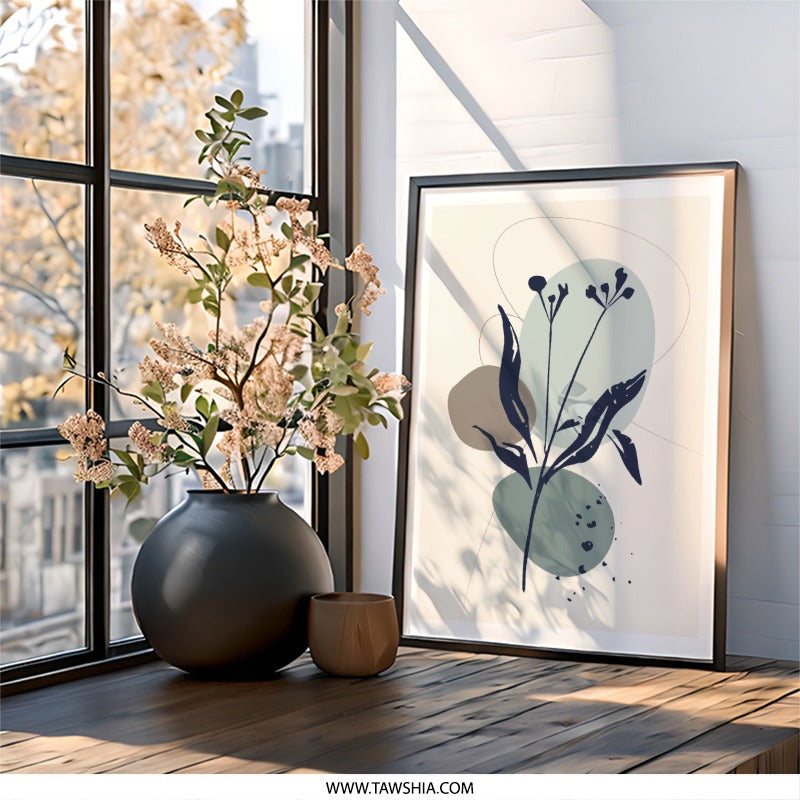Abstract Floral Wall Art, Minimalist Botanical Print, Boho Home Decor, Modern Art Print, Nature Inspired Wall Decor - Tawshia
