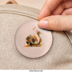 Patchwork Snail Pinback, Whimsical Snail Badge, Cute Animal Pin, Unique Snail Illustration, Snail Lover Gift, Button Pin - Tawshia