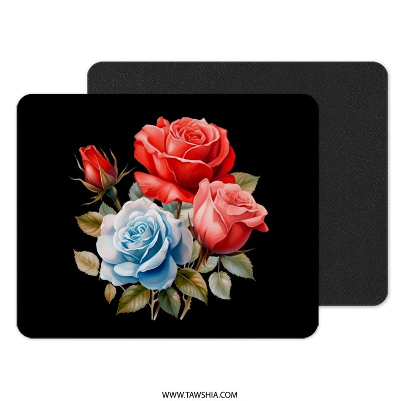 Floral Mouse Pad, Rose Bouquet Mousepad, Flower Lover Gift, Computer Accessory, Desk Decor, Artistic Mousepad, Office Gift - Tawshia