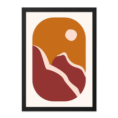 Abstract Mountain Wall Art, Sunset Landscape Print, Boho Home Decor, Modern Geometric Art, Minimalist Wall Hanging, Earth Tone Art Print - Tawshia