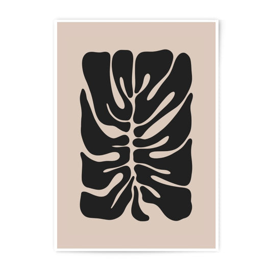 Monstera Leaf Photographic Print, Botanical Art Print, Black and Beige Minimalist Wall Art, Tropical Leaf Print, Home Decor, Nature Art - Tawshia