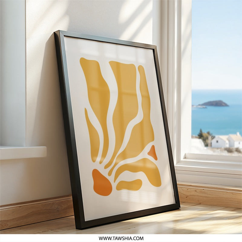 Abstract Art Wall Art, Minimalist Print, Boho Home Decor, Geometric Shapes, Orange Yellow Wall Decor, Modern Art Print, Trendy Wall Art - Tawshia
