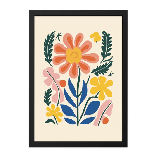Floral Wall Art, Abstract Flower Print, Modern Botanical Art, Colorful Flower Decor, Home Decor Art Print, Framed Flower Art - Tawshia