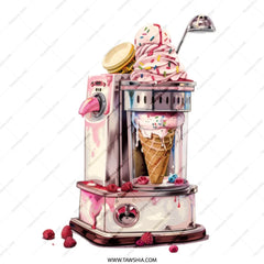 Ice Cream Machine Tote Bag, Unique Design Tote Bag, Cute Novelty Bag, Quirky Foodie Gift, Dessert Lover Tote, Reusable Grocery Bag - Tawshia