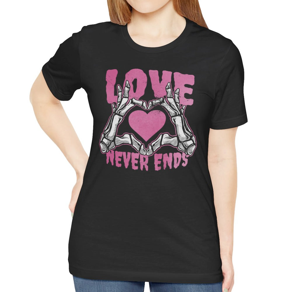 Love Never Ends Skeleton Heart Design T-shirt product type