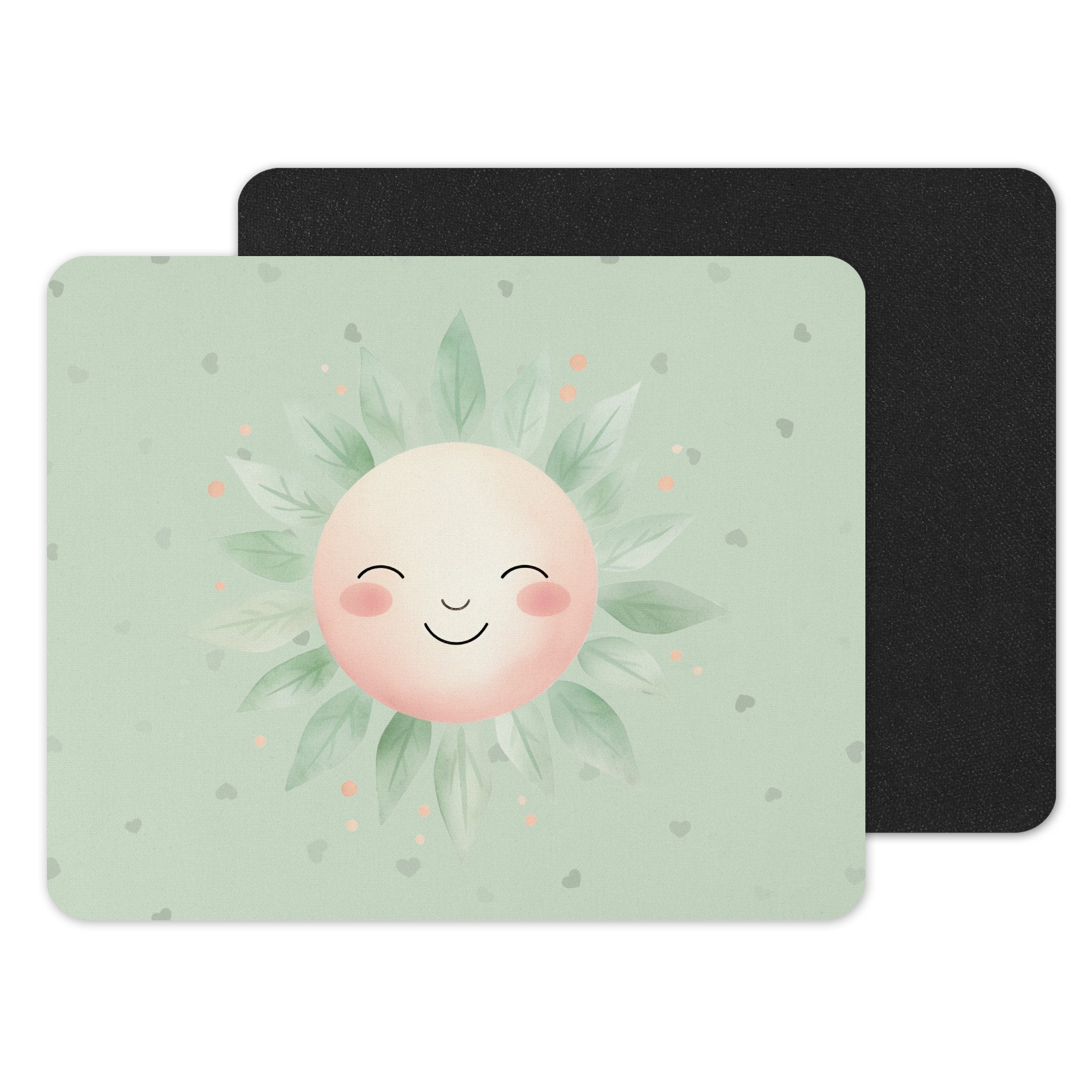 Adorable Smiling Sun Design on Green Mouse Pad product type