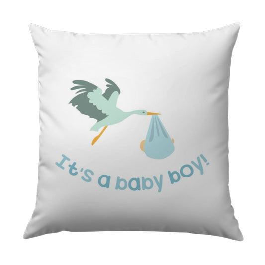 Baby Boy Stork Pillow, New Baby Gift, Nursery Decor, Baby Shower Gift, Newborn Pillow, Boy Room Decor - Tawshia