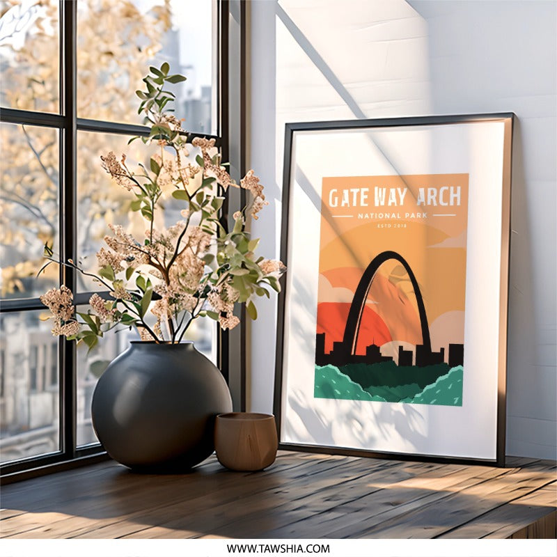 Gateway Arch Wall Art, St Louis Print, National Park Art, Travel Poster, Home Decor, Unique Wall Decor, Minimalist Art - Tawshia