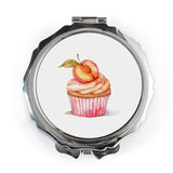 Peach Cupcake Pocket Mirror, Makeup Mirror, Purse Mirror, Compact Mirror, Foodie Gift, Gift For Baker, Sweet Treat, Cute Mirror - Tawshia