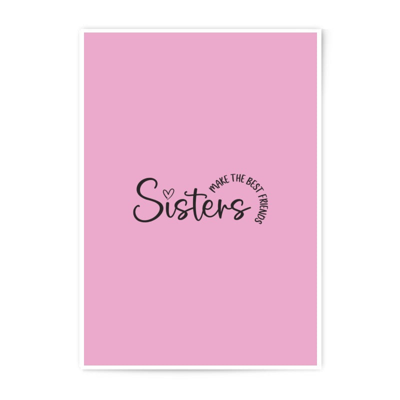 Sisters Photographic Prints, Best Friends Art, Friendship Quote, Pink Wall Decor, Sister Gift Idea, Minimalist Print - Tawshia
