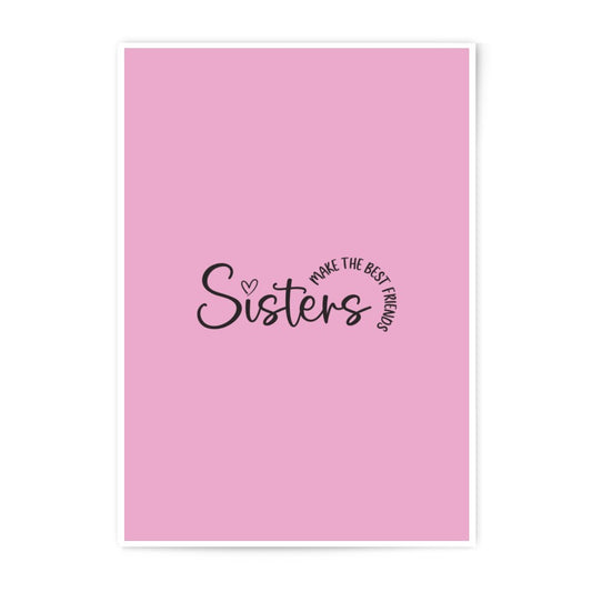 Sisters Photographic Prints, Best Friends Art, Friendship Quote, Pink Wall Decor, Sister Gift Idea, Minimalist Print - Tawshia