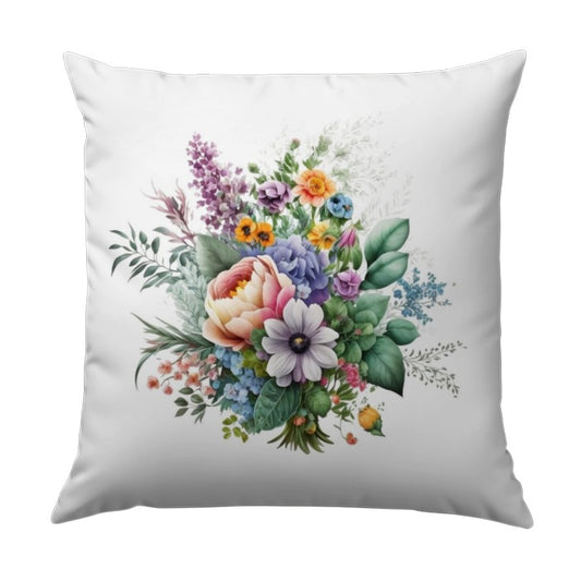Watercolor Floral Bouquet Pillow, Colorful Flower Art Throw Pillow, Botanical Cushion Cover, Home Decor Accent Pillow, Modern Floral Design - Tawshia