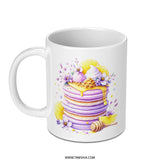Pancake and Honeycomb Mug, Floral Dessert Mug, Foodie Gift Mug, Lemon Flower Mug, Watercolor Mug, Coffee Mug, Tea Mug, Gift for Baker - Tawshia
