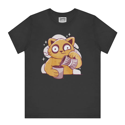 Cute Cat Pouring Coffee Graphic Design T-Shirt Product