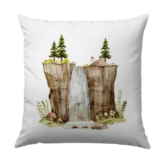 Watercolor Waterfall Pillow, Nature Inspired Throw Pillow, Peaceful Landscape Cushion, Home Decor Accent Pillow, Unique Gift Idea - Tawshia