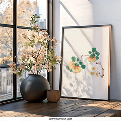 Persimmon Wall Art, Botanical Print, Asian Art Decor, Fruit Illustration, Modern Home Decor, Nature Inspired Artwork, Framed Art - Tawshia