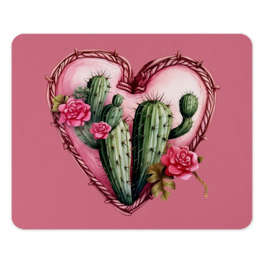 Cactus Mouse Pad, Floral Mousepad, Cute Desk Accessories, Heart Mouse Pad, Southwest Decor, Pink Mousepad, Office Decor, Computer - Tawshia