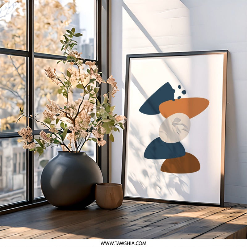 Abstract Shapes Wall Art, Modern Geometric Print, Scandinavian Art, Minimalist Home Decor, Gallery Wall Art, Living Room Art - Tawshia