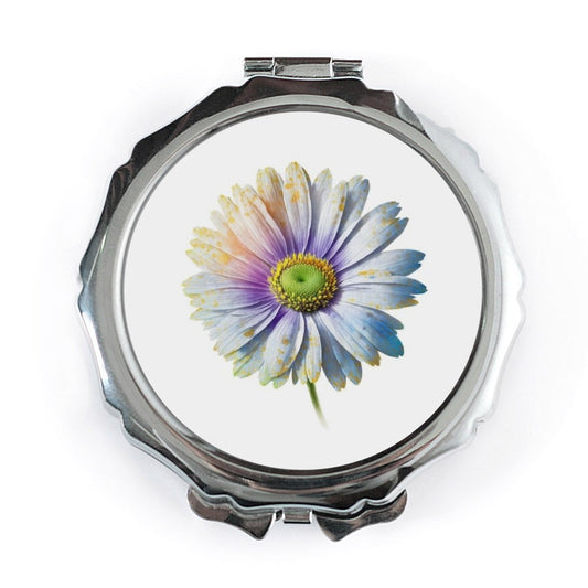 Floral Pocket Mirror, Daisy Flower Compact Mirror, Colorful Bloom Gift, Botanical Design Makeup Mirror, Handbag Mirror Accessory - Tawshia