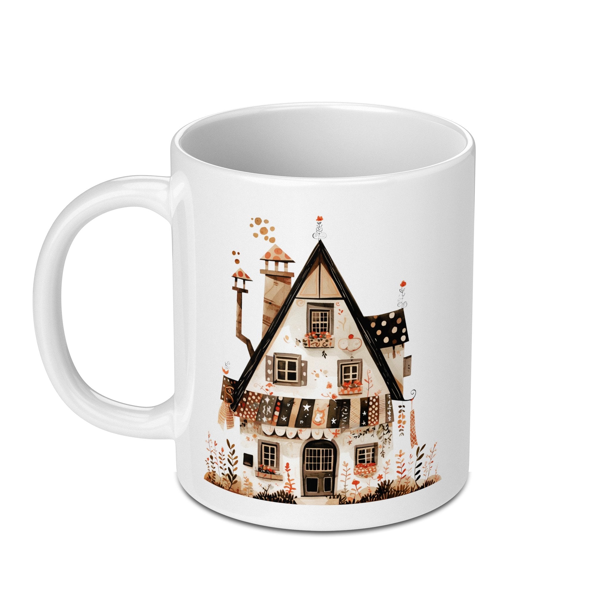 Whimsical Cottage on White Ceramic Coffee Mug product