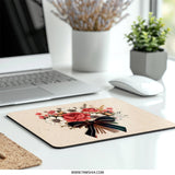 Floral Bouquet MousePad, Rose Flower, Ribbon Bow, Trendy Office Decor, Computer Accessories, Floral Desk Mat, Stylish Mouse Pad Design - Tawshia