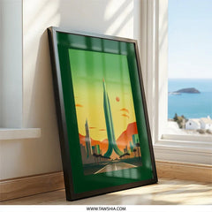 Futuristic City Wall Art, Retro Cityscape Print, Modern Building Art, Sci Fi Landscape, Urban Decor, Home Office Art, Living Room Art - Tawshia