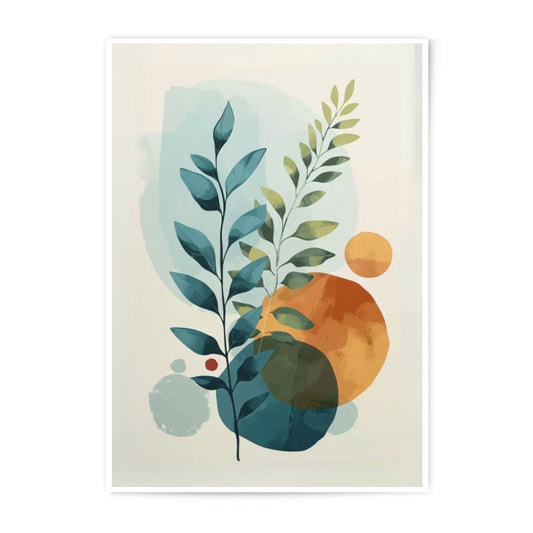 Abstract Leaves Photographic Print, Botanical Wall Art, Modern Home Decor, Circle Art Print, Nature Inspired Artwork, Minimalist Print - Tawshia