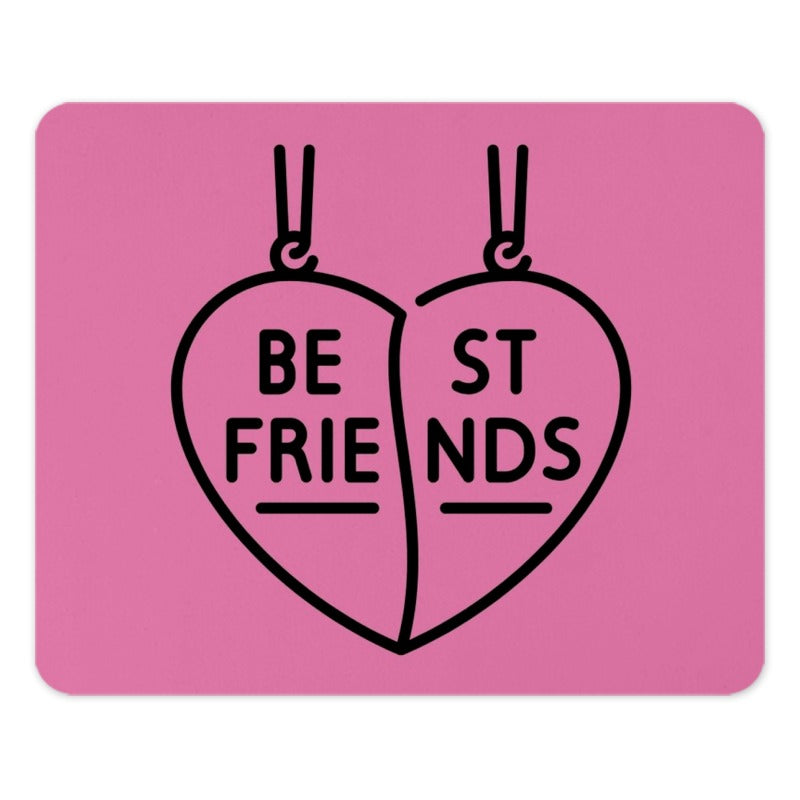 Best Friends Mouse Pad, Heart Necklace Mousepad, BFF Desk Decor, Cute Pink Mousepad, Matching Bestie Gift, Friendship Gift Mouse Pad - Tawshia