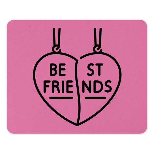 Best Friends Mouse Pad, Heart Necklace Mousepad, BFF Desk Decor, Cute Pink Mousepad, Matching Bestie Gift, Friendship Gift Mouse Pad - Tawshia