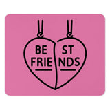 Best Friends Mouse Pad, Heart Necklace Mousepad, BFF Desk Decor, Cute Pink Mousepad, Matching Bestie Gift, Friendship Gift Mouse Pad - Tawshia
