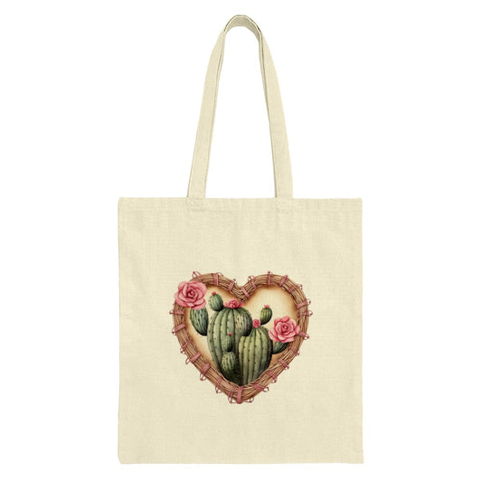 Heart Cactus Tote Bag, Valentine's Day Gift, Cactus Lover Bag, Desert Plant, Heart Wreath, Trendy Tote Bag, Eco Friendly Shopping Bag - Tawshia