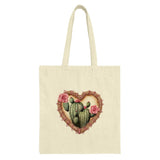 Heart Cactus Tote Bag, Valentine's Day Gift, Cactus Lover Bag, Desert Plant, Heart Wreath, Trendy Tote Bag, Eco Friendly Shopping Bag - Tawshia