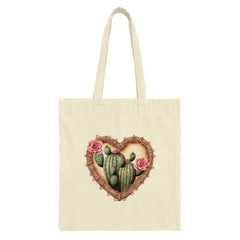 Heart Cactus Tote Bag, Valentine's Day Gift, Cactus Lover Bag, Desert Plant, Heart Wreath, Trendy Tote Bag, Eco Friendly Shopping Bag - Tawshia