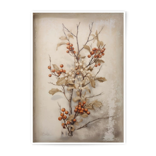 Autumn Berry Branch Photographic Print, Botanical Wall Art, Farmhouse Decor, Rustic Home Art, Vintage Style Print - Tawshia