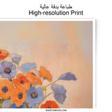Floral Photographic Print, Vase of Flowers Wall Art, Orange Blue Flowers Print, Botanical Home Decor, Flower Photography - Tawshia