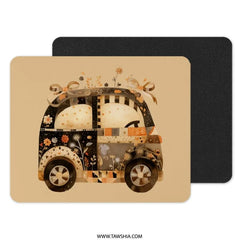 Floral Car MousePad, Unique Desk Decor, Cute Car Art, Car Lover Gift, Artistic Office Accessory, Fun Mouse Pad, Aesthetic Workstation - Tawshia