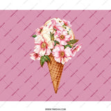 Floral Ice Cream Cone Mouse Pad, Pink Flower Mousepad, Office Desk Decor, Cute Mouse Mat, Girly Aesthetic Mousepad, Gift Idea, Computer Pad - Tawshia