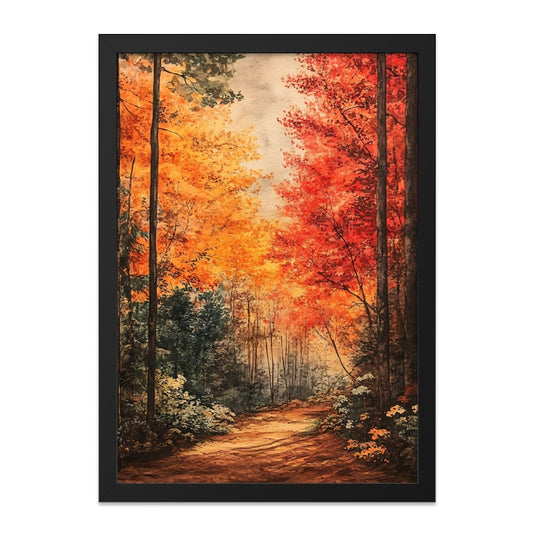 Autumn Forest Wall Art, Watercolor Painting, Fall Colors Print, Nature Landscape Decor, Seasonal Home Art, Cozy Atmosphere Artwork - Tawshia