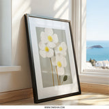 White Anemone Wall Art, Floral Print, Botanical Illustration, Flower Wall Decor, Modern Home Art, Minimalist Wall Art, Gift Idea - Tawshia